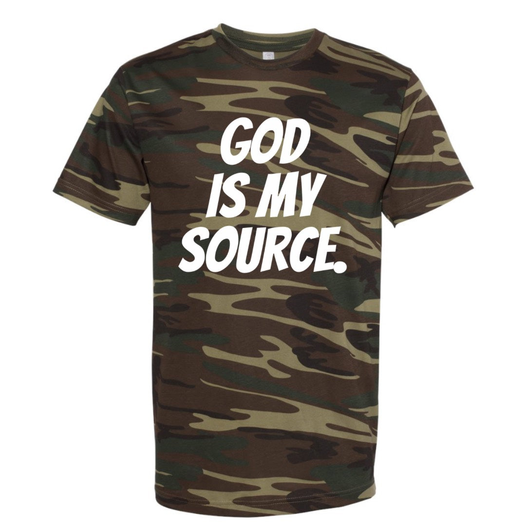 GOD IS MY SOURCE T-SHIRT - CAMOUGLAGE