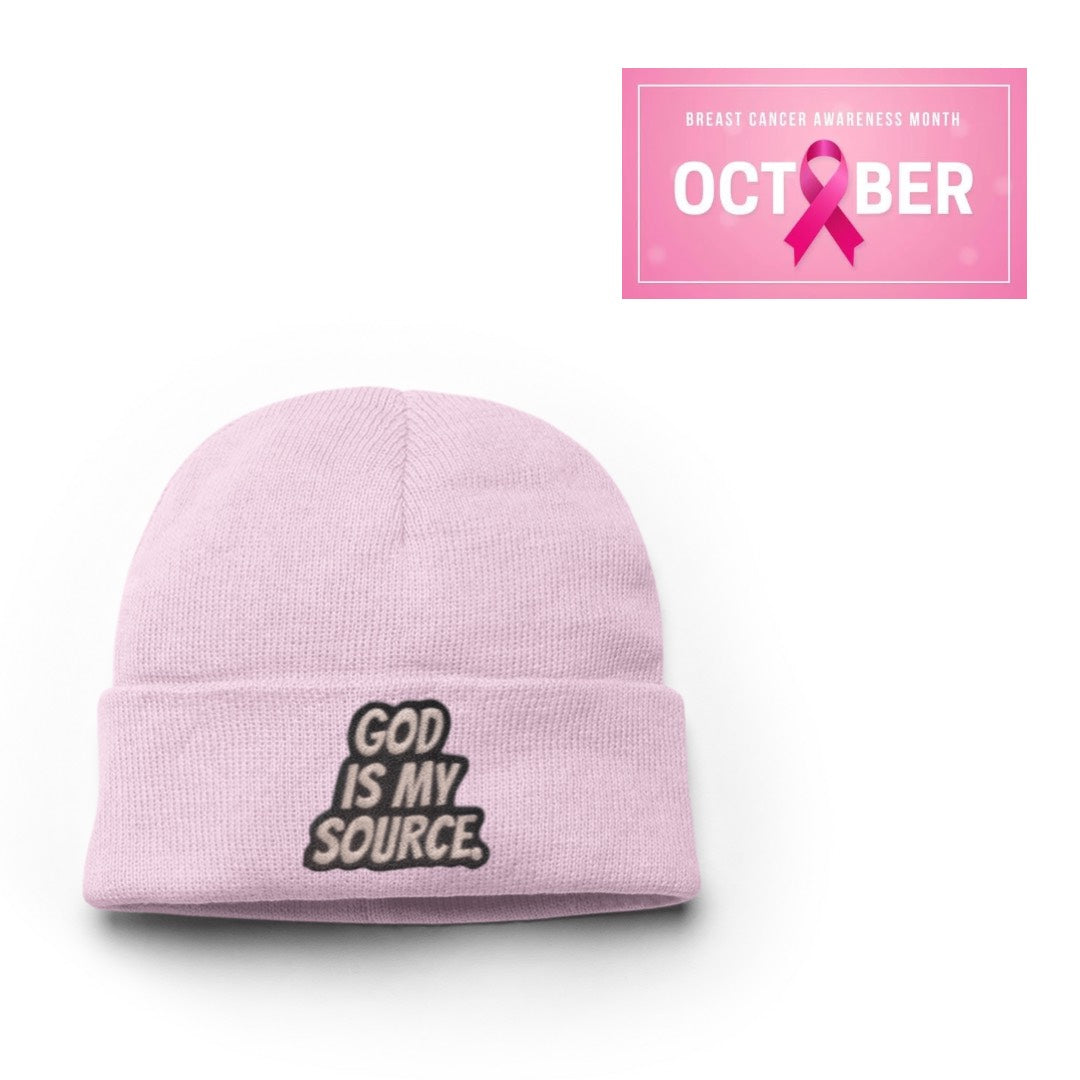 God Is My Source Winter Hat - Pink