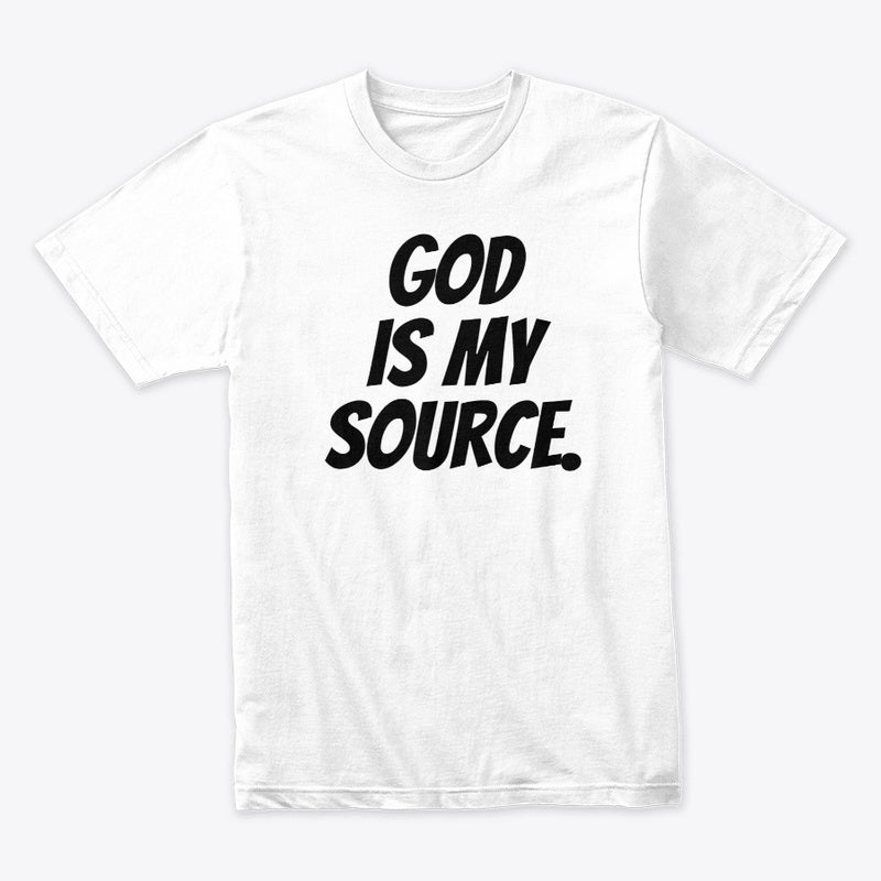 GOD IS MY SOURCE T-SHIRT - WHITE/BLACK