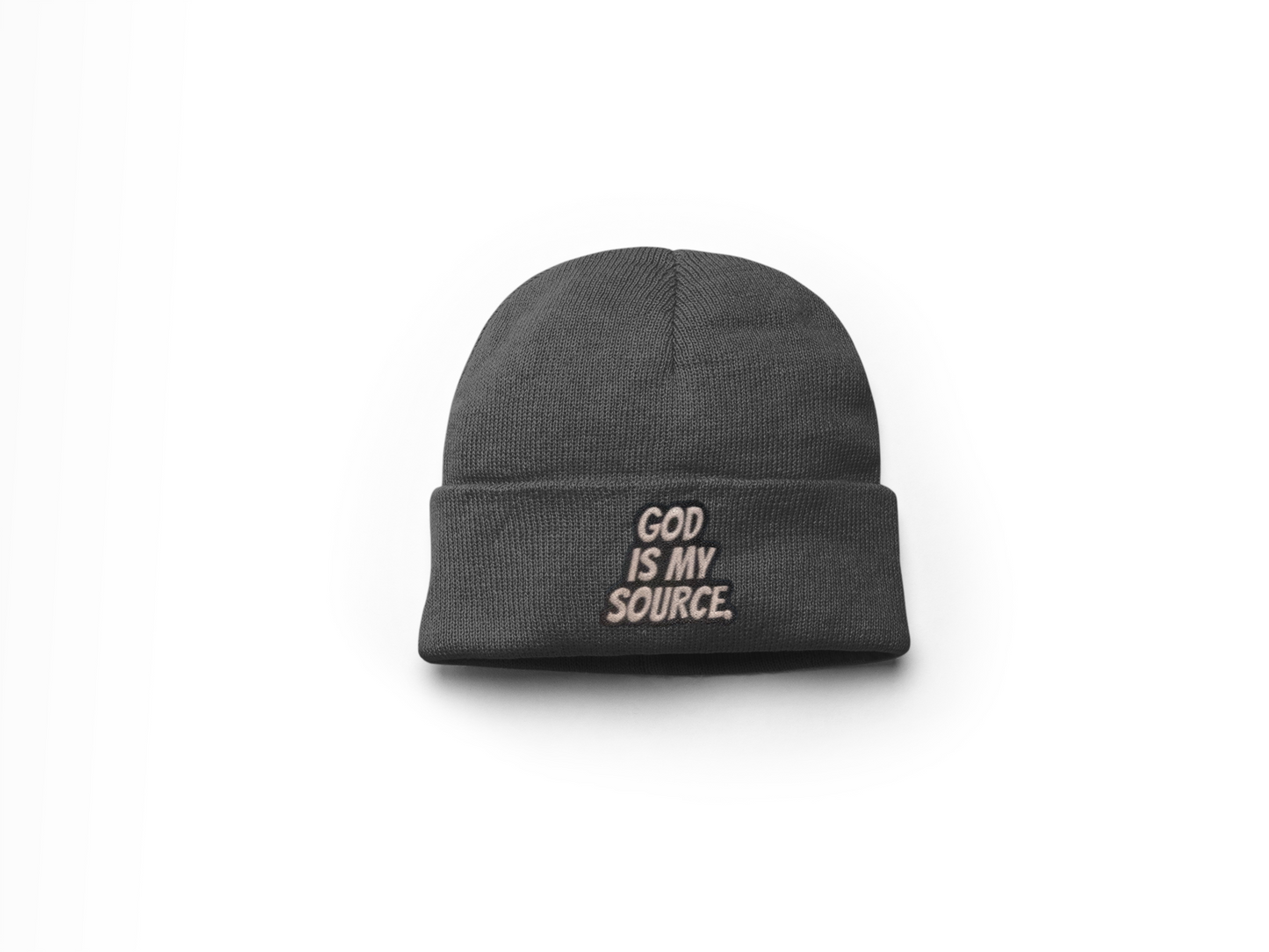 God Is My Source Winter Hat - Dark Grey