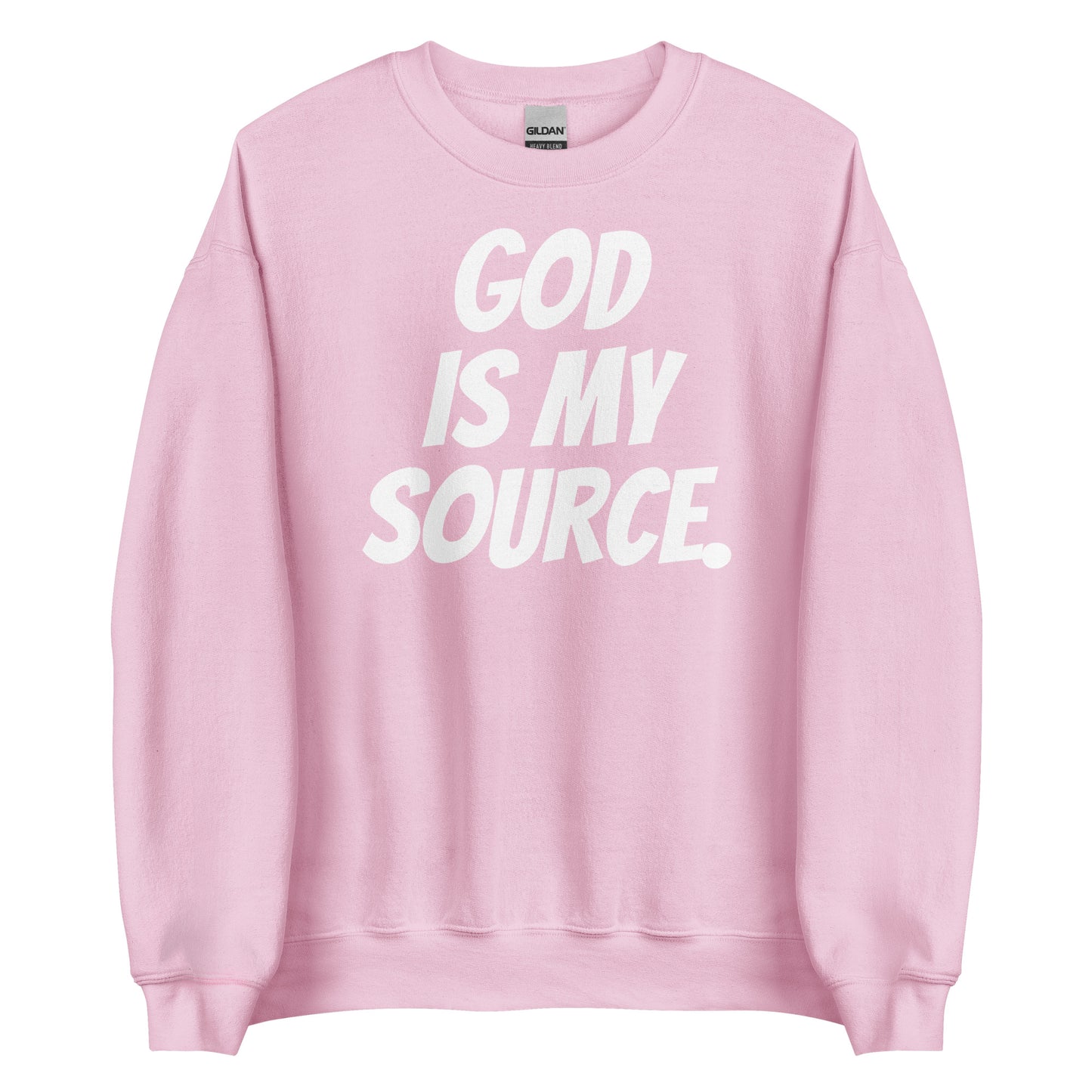 GOD IS MY SOURCE SWEATSHIRT - PINK/WHITE