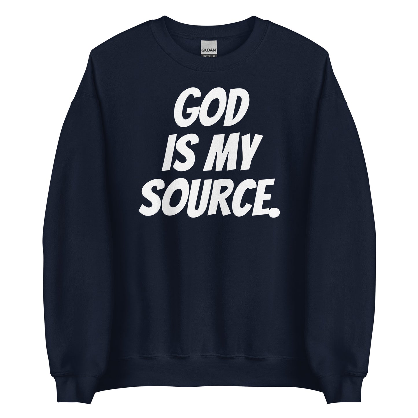 GOD IS MY SOURCE SWEATSHIRT- NAVY/WHITE