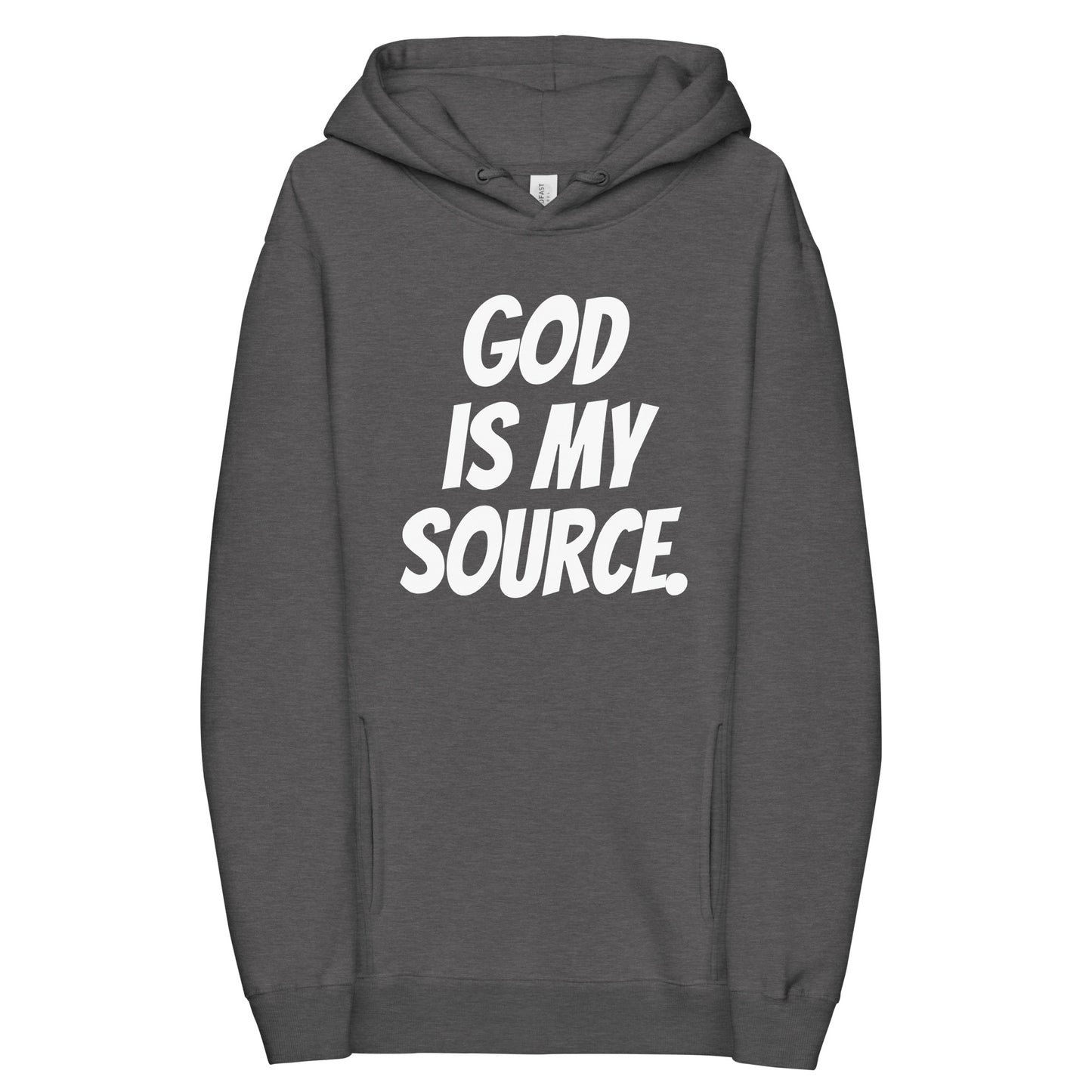 GOD IS MY SOURCE HOODIE- DARK GREY/WHITE