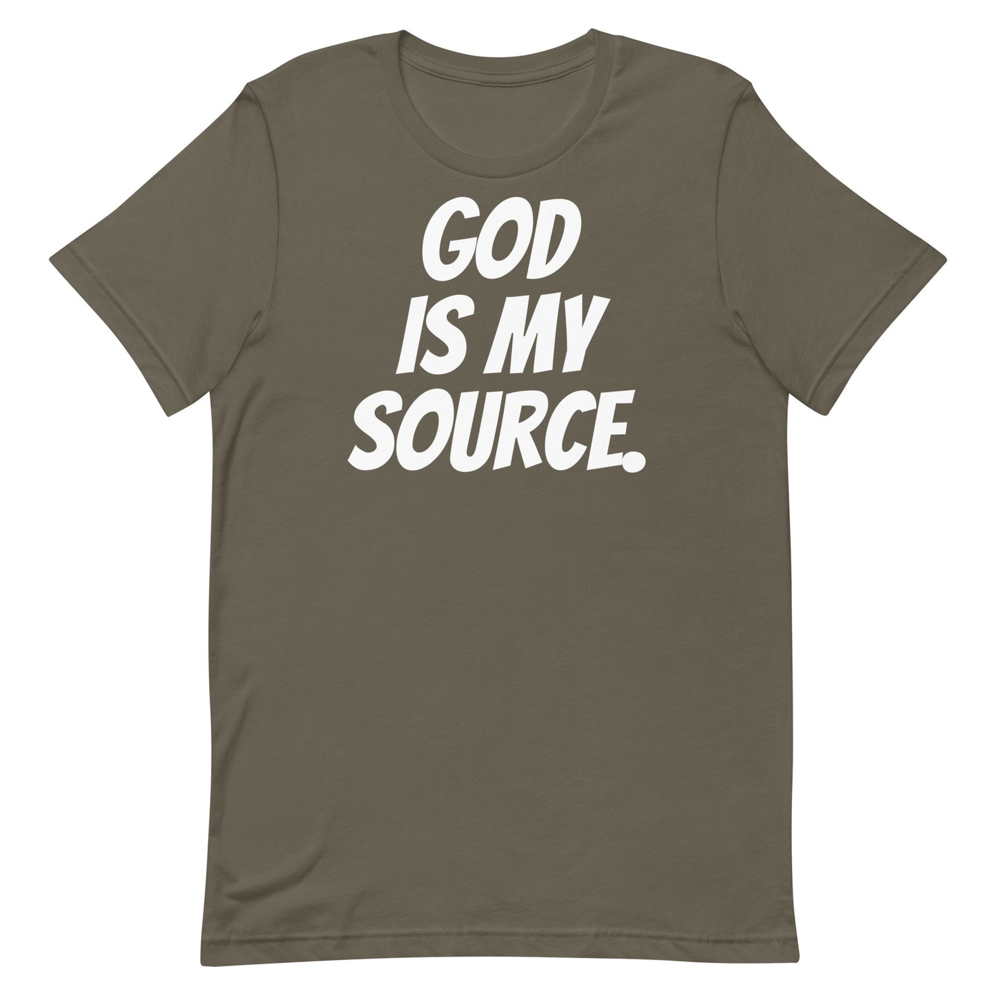 GOD IS MY SOURCE T-SHIRT - OLIVE GREEN/WHITE