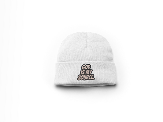 God Is My Source Winter Hat - White