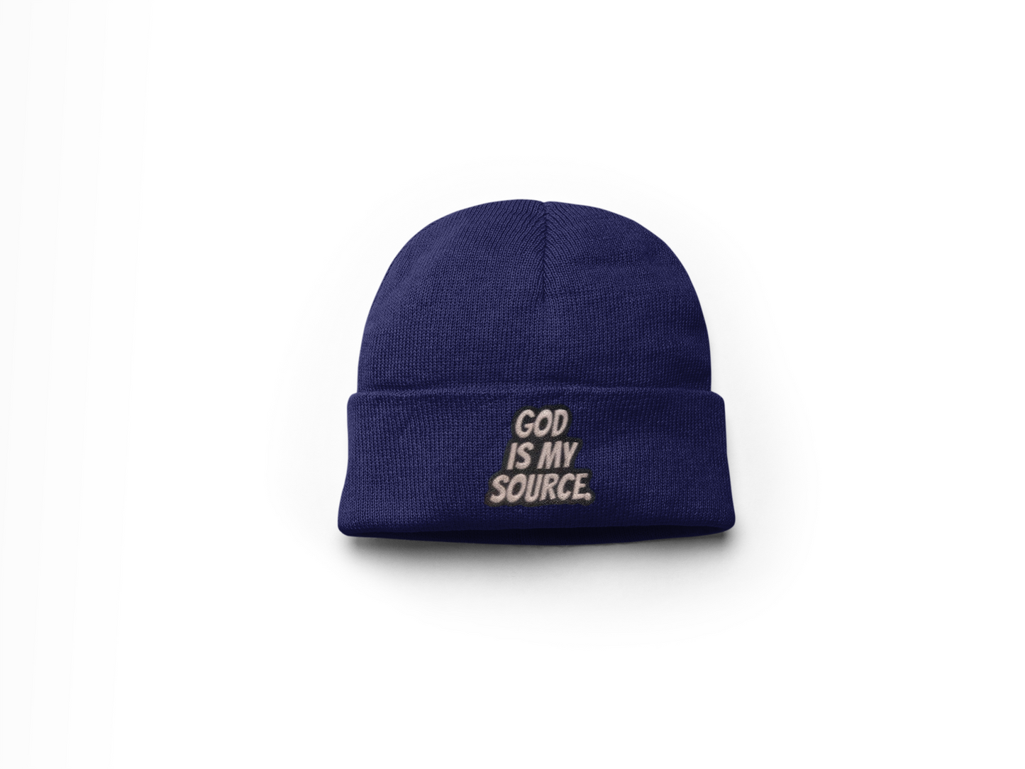 God Is My Source Winter Hat - Navy Blue
