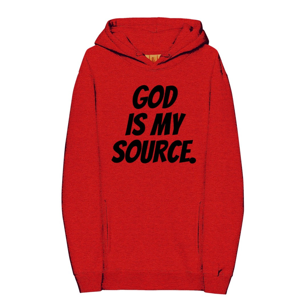GOD IS MY SOURCE HOODIE - RED/BLACK