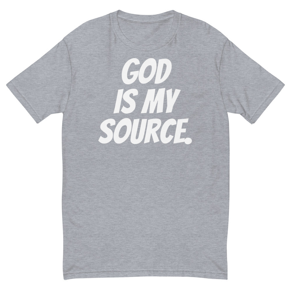 GOD IS MY SOURCE T-SHIRT - HEATHER GREY/WHITE