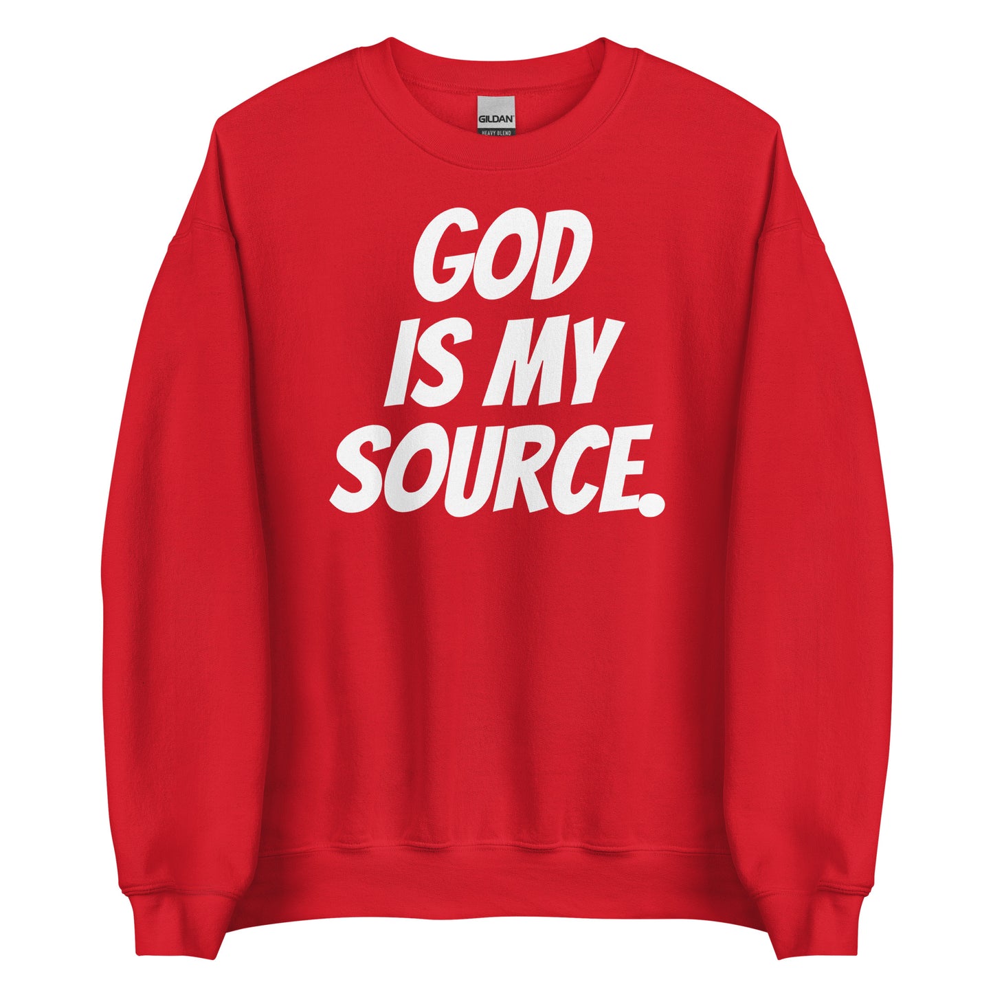 GOD IS MY SOURCE SWEATSHIRT - RED/WHITE