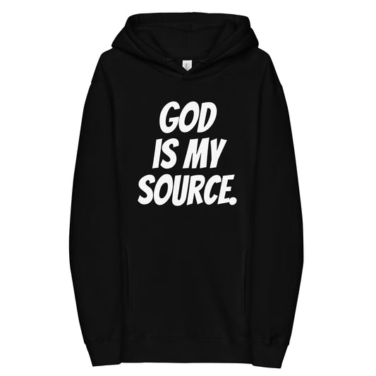 GOD IS MY SOURCE HOODIE - BLACK/WHITE