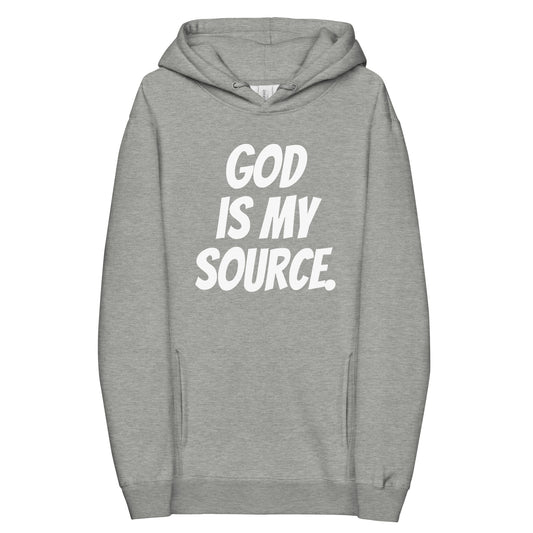 GOD IS MY SOURCE HOODIE - HEATHER GREY/WHITE