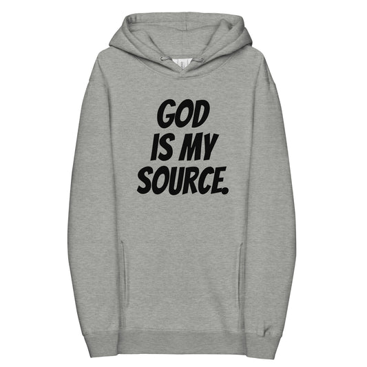 GOD IS MY SOURCE HOODIE - HEATHER GREY/BLACK