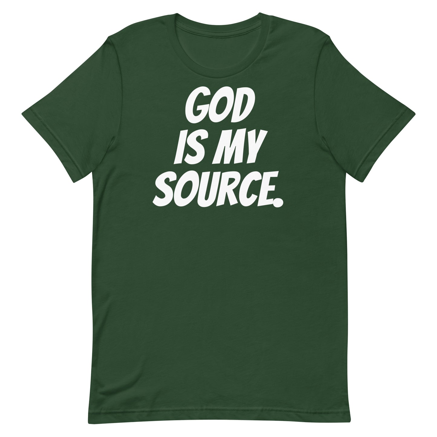 GOD IS MY SOURCE T-SHIRT - FOREST GREEN/WHITE