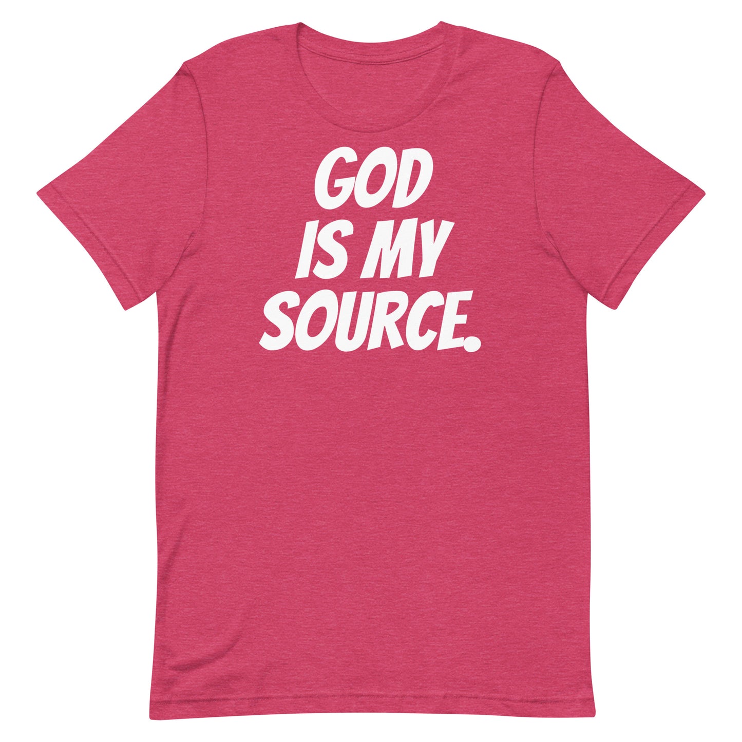 GOD IS MY SOURCE T-SHIRT - HEATHER PINK/WHITE